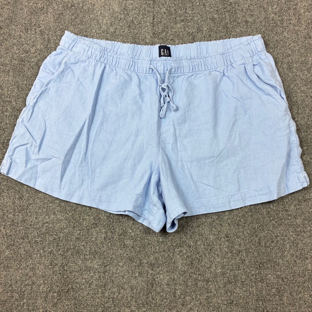 GAP Womens Size 2XL W40 Drawstring Elastic Waist Light Blue Linen Shorts Y2K